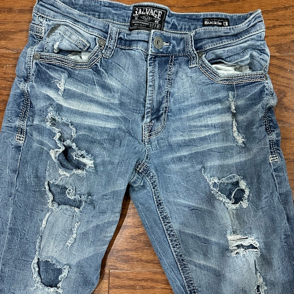 Buckle Light Blue Distressed Straight Jeans - Picture 2 of 4